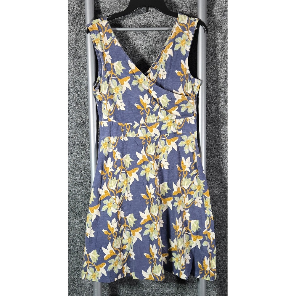 Patagonia Margot Dress Stone Blue Magnolia Floral Organic Cotton Mini Dress M